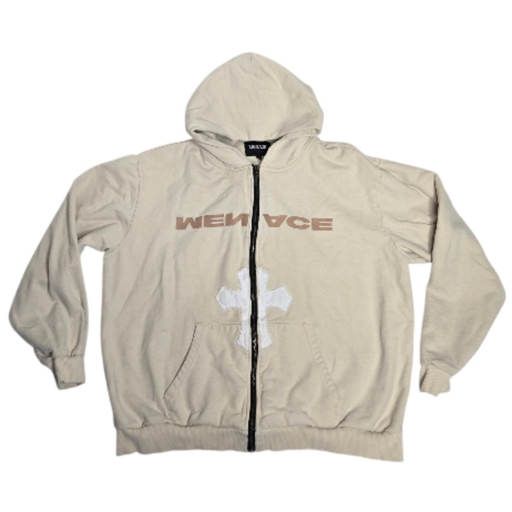 MENACE‎ ComplexCon exclusive No One Owes You beige zip up sweatshirt hoodie XL